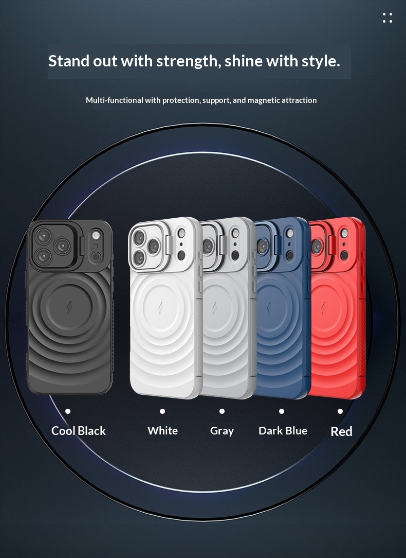 Cross-border Compatible IPhone Series Lens Full Coverage Invisible Stand 17 Corrugated Shockproof Phone Case_voghion.com
