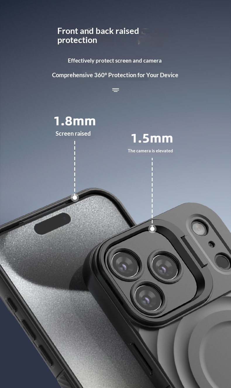 Cross-border Compatible IPhone Series Lens Full Coverage Invisible Stand 17 Corrugated Shockproof Phone Case_voghion.com