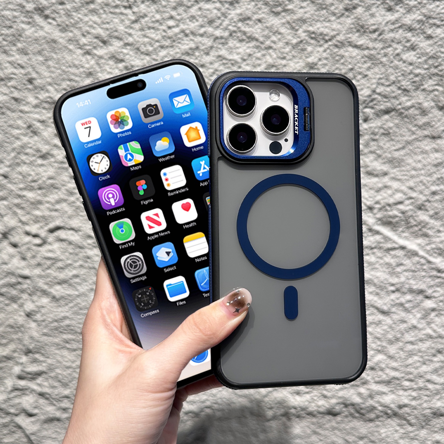 Magnetiskt mobilskal för iphone med linsskydd och hållare_voghion.com