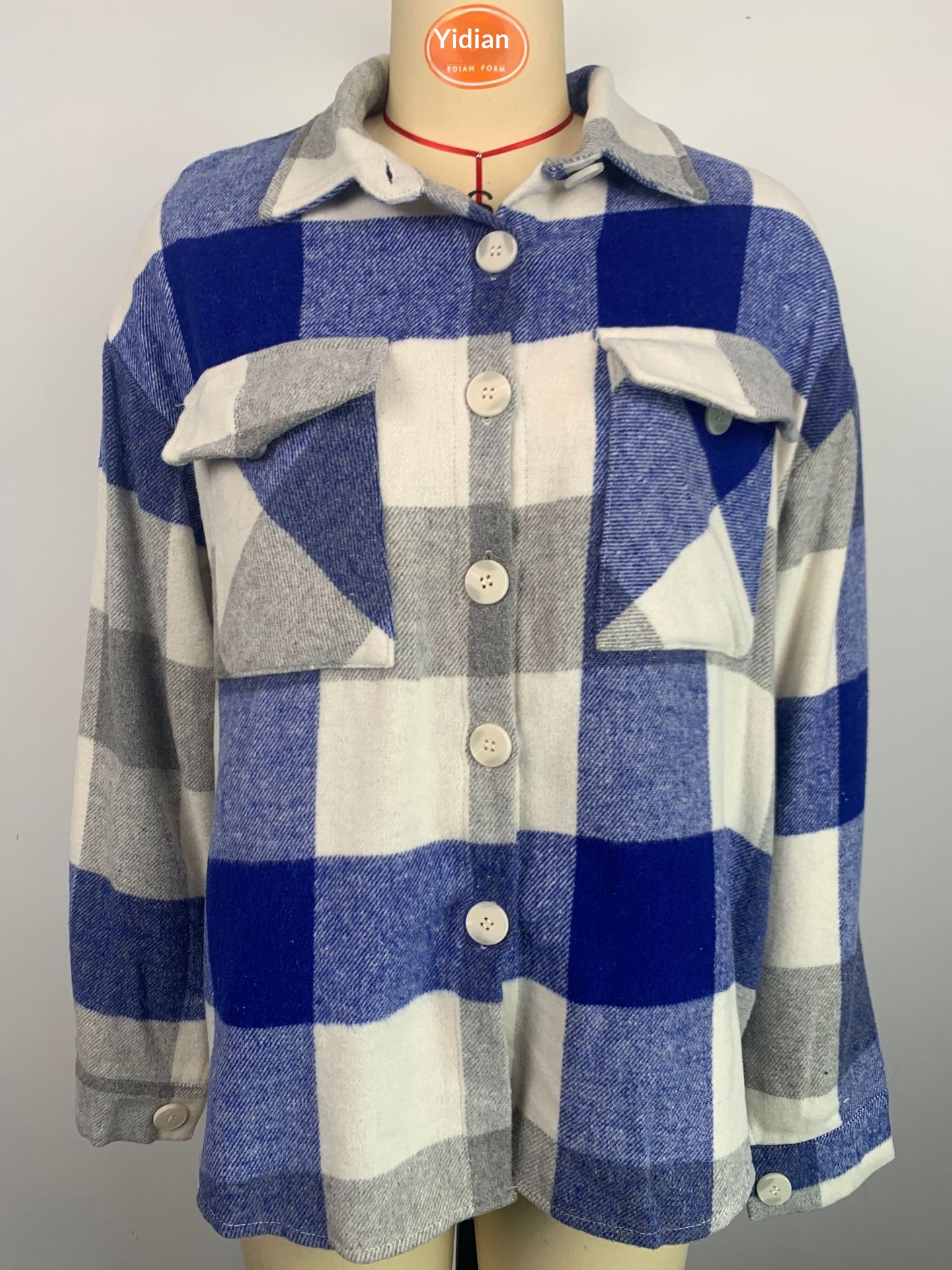 Stylish Women's Plaid Shirt Jacket Brushed Woolen Coat For Autumn_voghion.com