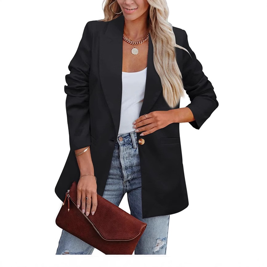 Blazer da donna a maniche lunghe, tinta unita, stile OL, nuovo, bestseller europeo e americano del 2025._voghion.com