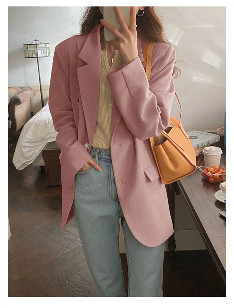 Pink Blazer 2022, Drapey, Suitable Spring, Autumn, Winter, Petite Chic Women's Suit, Casual And Versatile For Commuting_voghion.com
