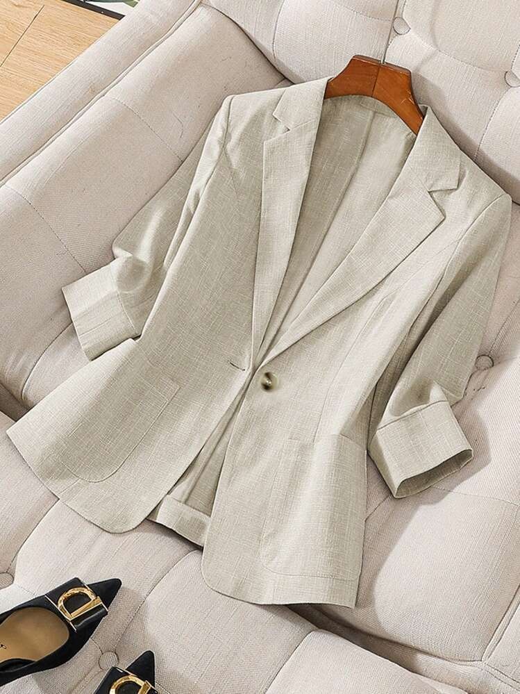 Blazer da donna in stile britannico, modello ampio e snellente, con revers a blocchi di colore, nuovo, stile transfrontaliero europeo e americano, 2025._voghion.com