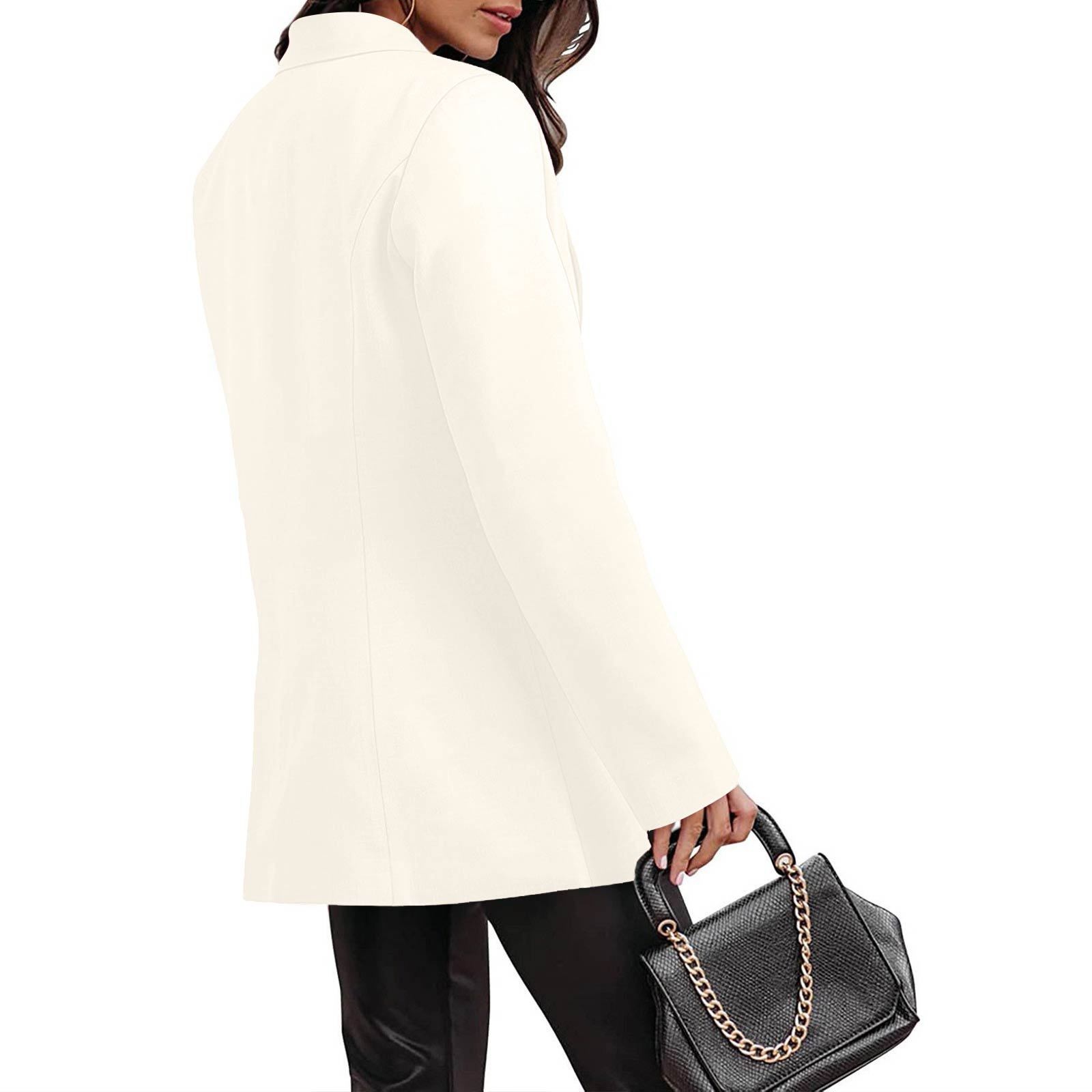 Blazer donna casual maniche lunghe tinta unita stile ufficio_voghion.com