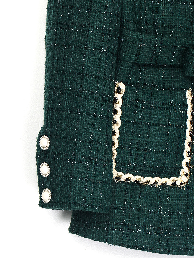 Midilanger Tweedmantel Mit Kontrastfarben Und Tailliertem Schnitt_voghion.com