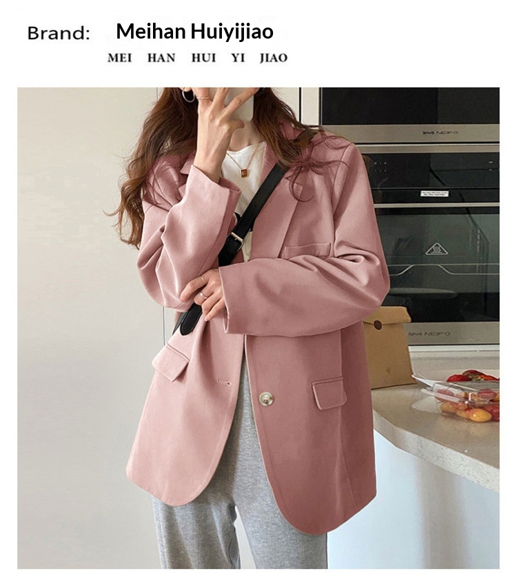 Pink Blazer 2022, Drapey, Suitable Spring, Autumn, Winter, Petite Chic Women's Suit, Casual And Versatile For Commuting_voghion.com