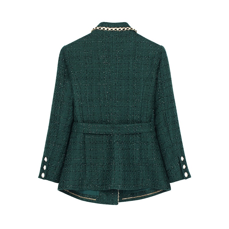 Tweedmantel in mittlerer Länge, Herbst/Winter 2025, mit Kontrastfarben und schmaler Taille, Modell 130035_voghion.com