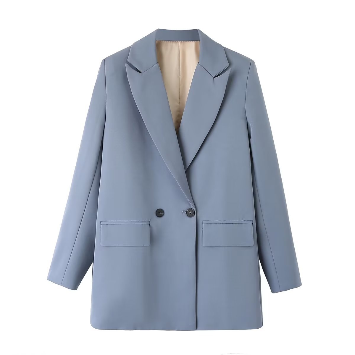 Elegant Women's Blazer In Light Grey Spring Autumn Style_voghion.com