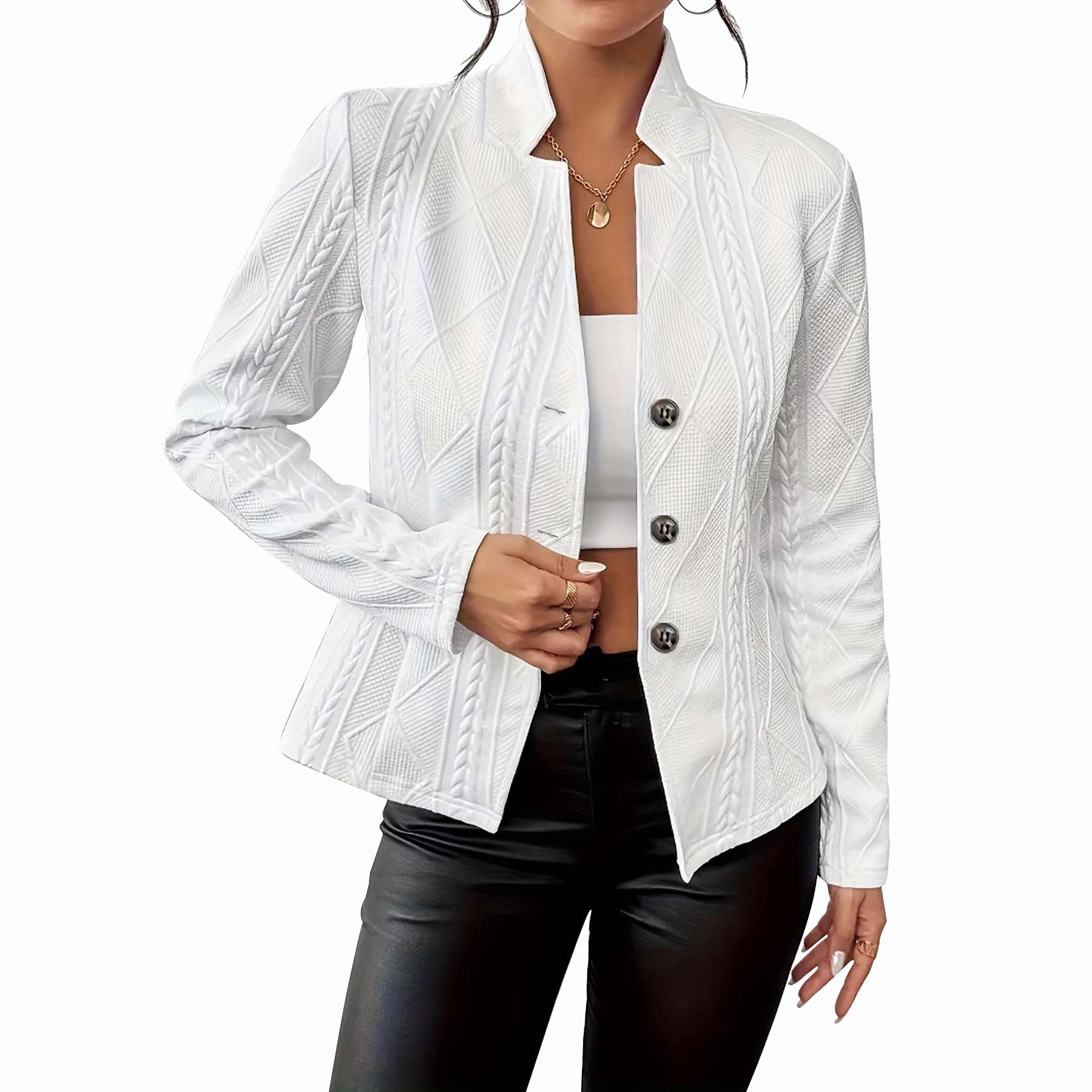 2025 European American Foreign Trade Autumn And Winter Hot-selling Button-patterned Blazer, Commuter Style, Light_voghion.com