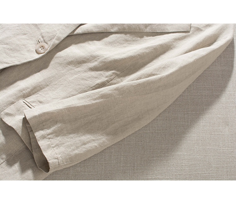 Blazer décontracté en pur lin pour femme coupe ample_voghion.com