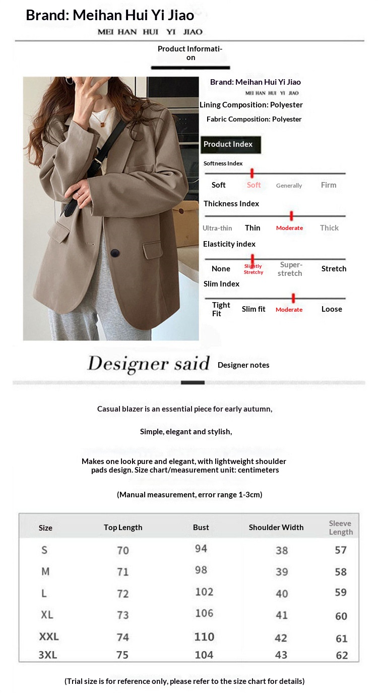 Pink Blazer 2022, Drapey, Suitable Spring, Autumn, Winter, Petite Chic Women's Suit, Casual And Versatile For Commuting_voghion.com