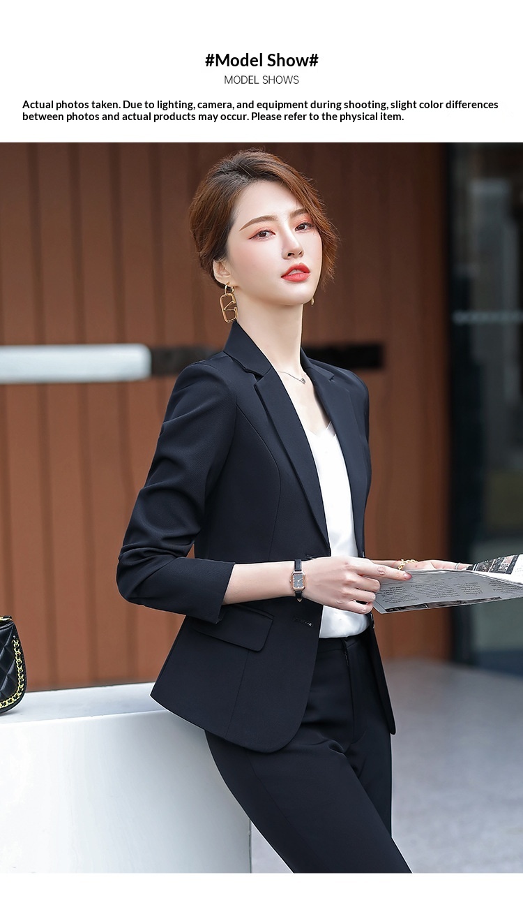 New Spring Collection Long-sleeve Set For Women, Formal Interview Attire, Slim-fit Black Blazer, Women's Suit_voghion.com