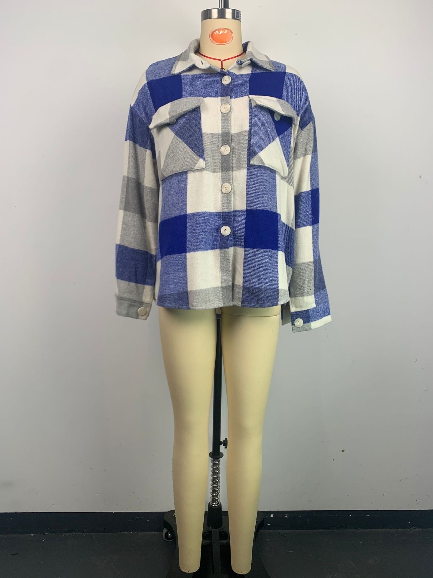 Stylish Women's Plaid Shirt Jacket Brushed Woolen Coat For Autumn_voghion.com