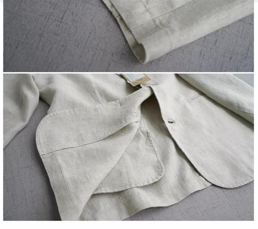 Blazer Donna Elegante In Misto Cotone E Lino A Maniche Lunghe_voghion.com