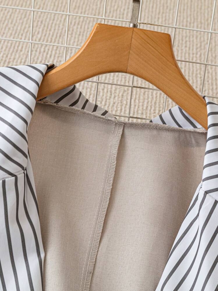 Blazer da donna in stile britannico, modello ampio e snellente, con revers a blocchi di colore, nuovo, stile transfrontaliero europeo e americano, 2025._voghion.com