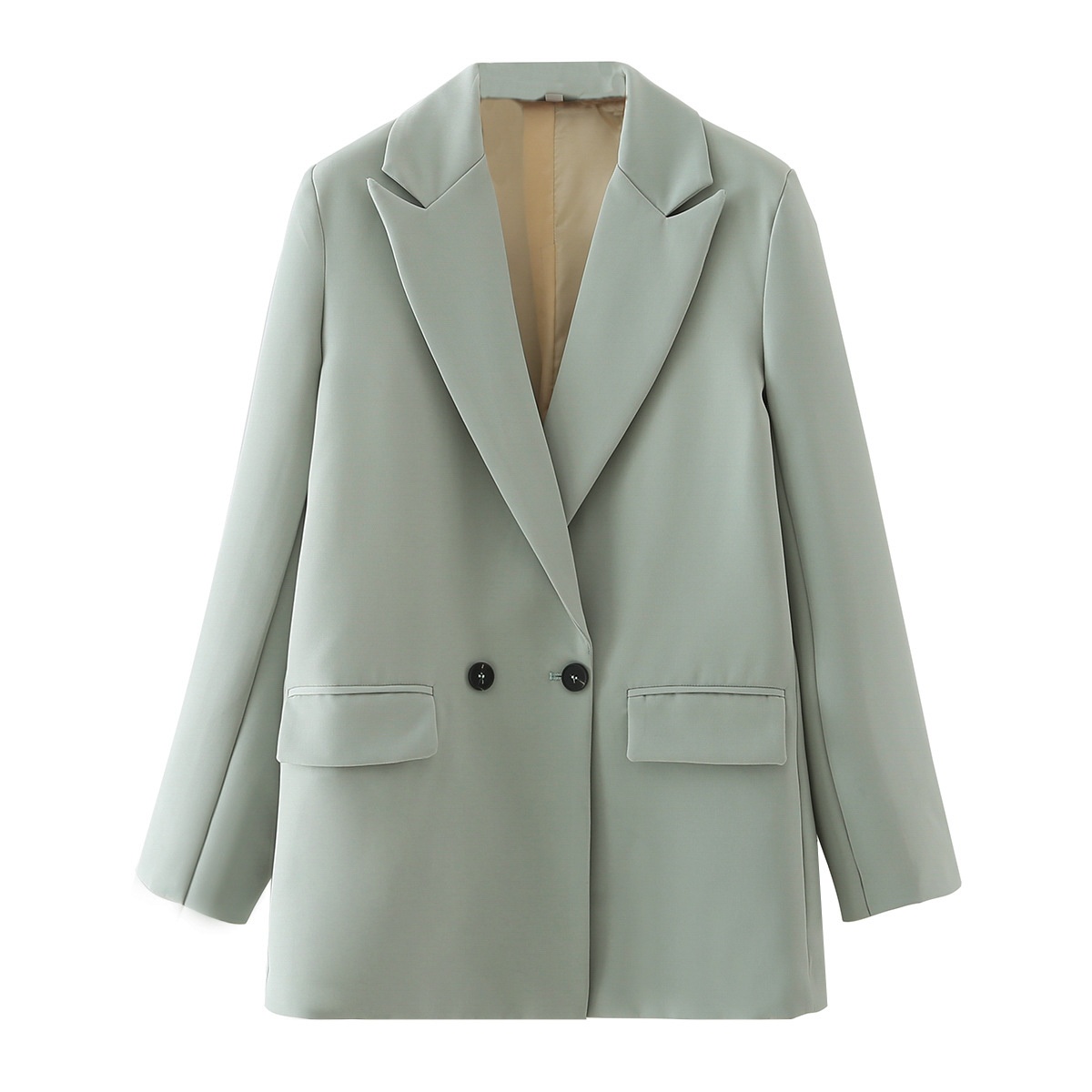 Elegant Women's Blazer In Light Grey Spring Autumn Style_voghion.com