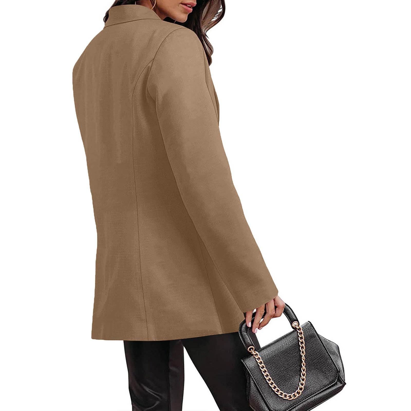 Blazer donna casual maniche lunghe tinta unita stile ufficio_voghion.com