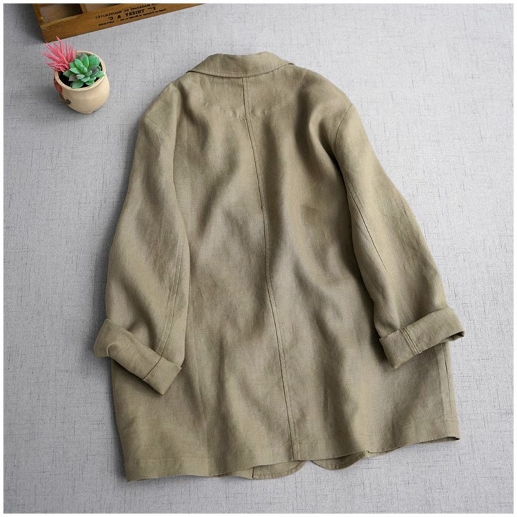 Blazer Donna Elegante In Misto Cotone E Lino A Maniche Lunghe_voghion.com