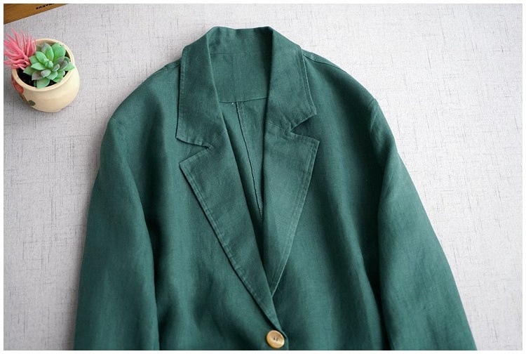 Blazer Donna Elegante In Misto Cotone E Lino A Maniche Lunghe_voghion.com