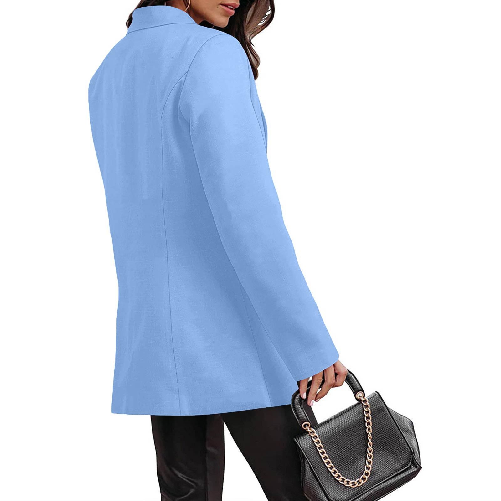 Blazer donna casual maniche lunghe tinta unita stile ufficio_voghion.com