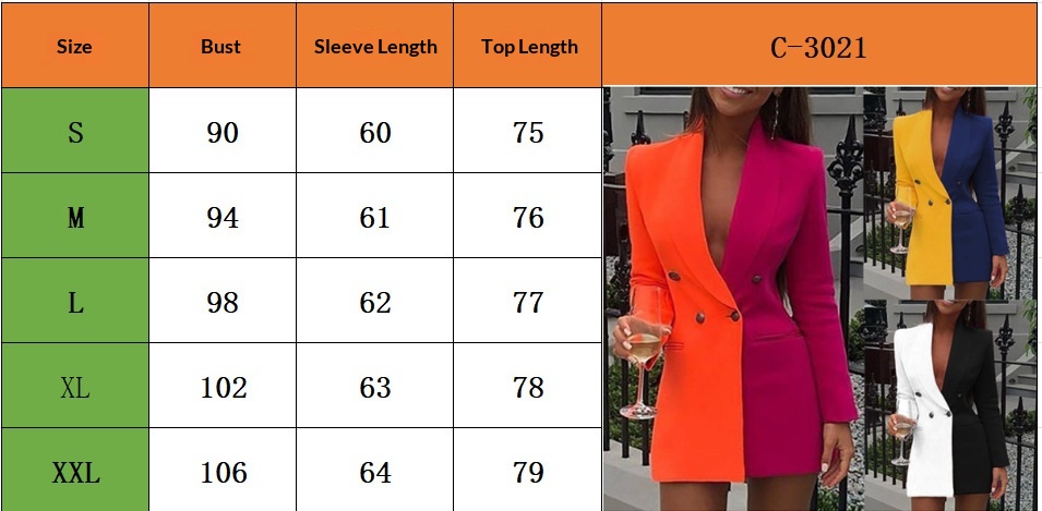 Blazer da donna con scollo a v e design patchwork professionale_voghion.com