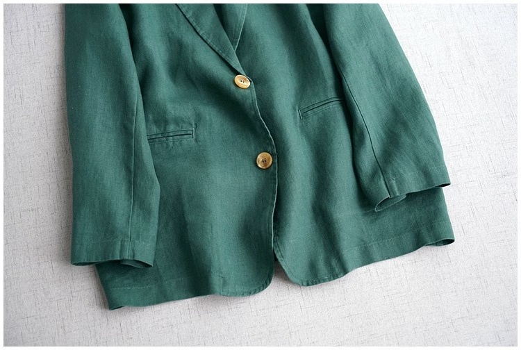 Blazer Donna Elegante In Misto Cotone E Lino A Maniche Lunghe_voghion.com