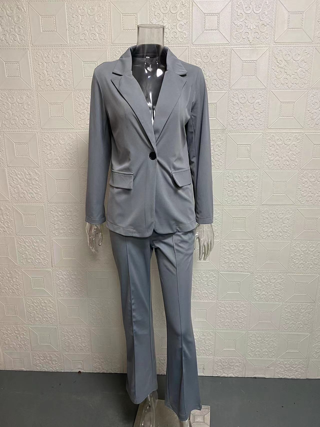 Elegant Blazer For Women Slim Fit Solid Colour Spring Autumn_voghion.com