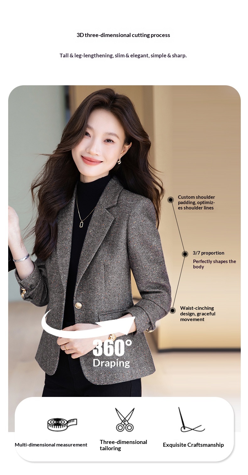 Blazer marrone in lana da donna stile chic autunno inverno_voghion.com