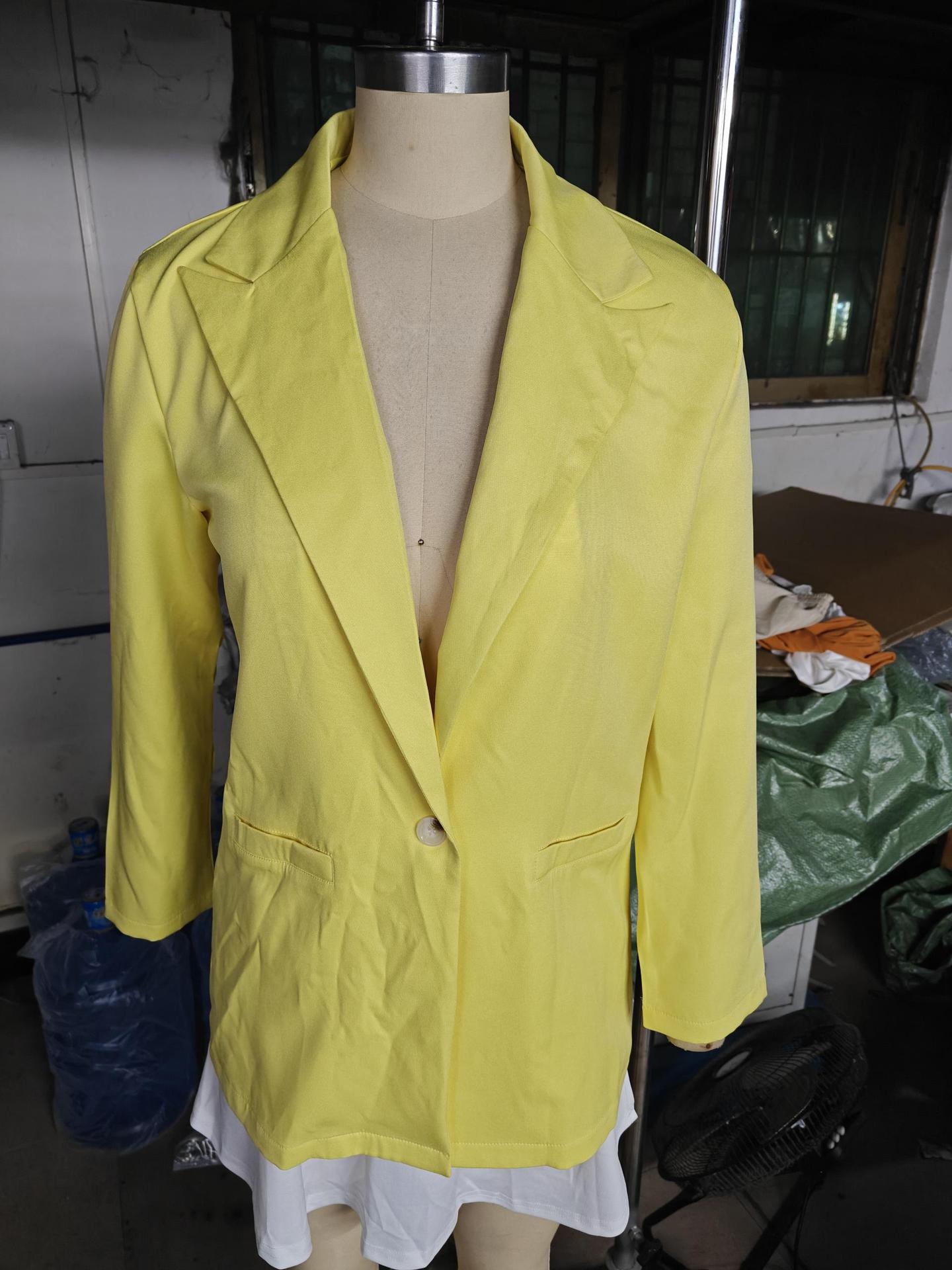 Blazer donna casual maniche lunghe tinta unita stile ufficio_voghion.com