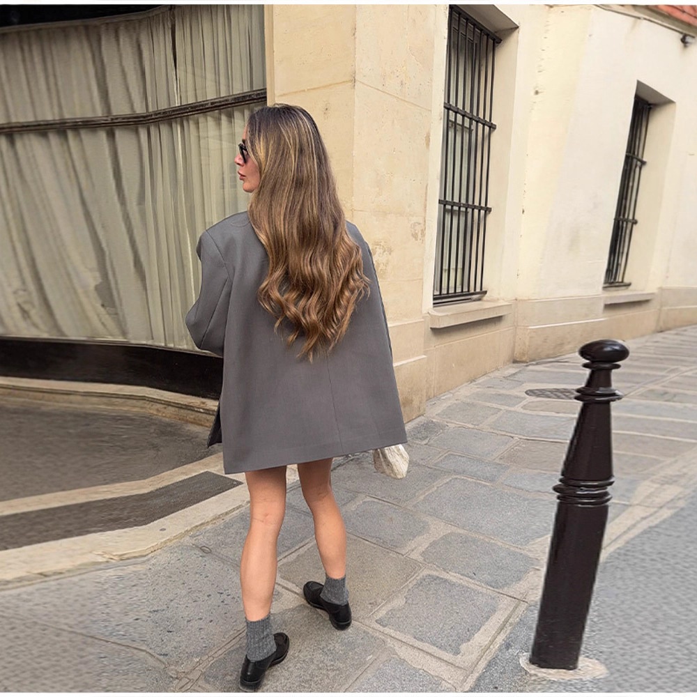 Elegant Irregular Hem Side-slit Blazer For Women For Daily Style_voghion.com