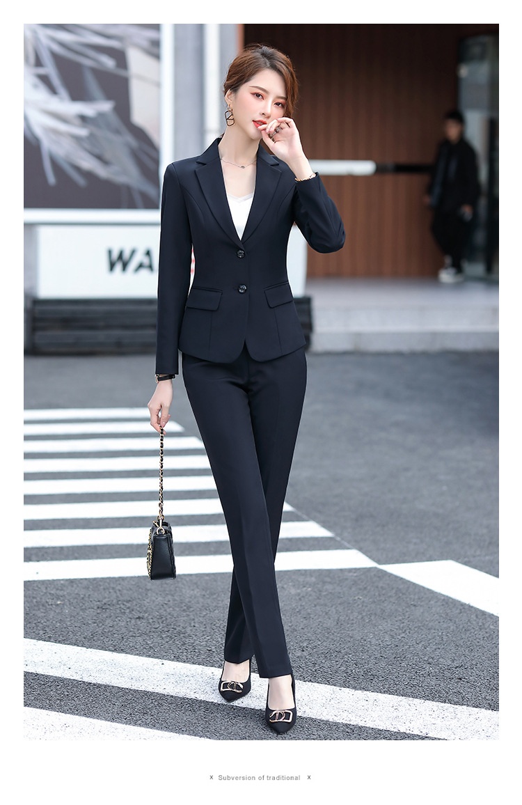 New Spring Collection Long-sleeve Set For Women, Formal Interview Attire, Slim-fit Black Blazer, Women's Suit_voghion.com