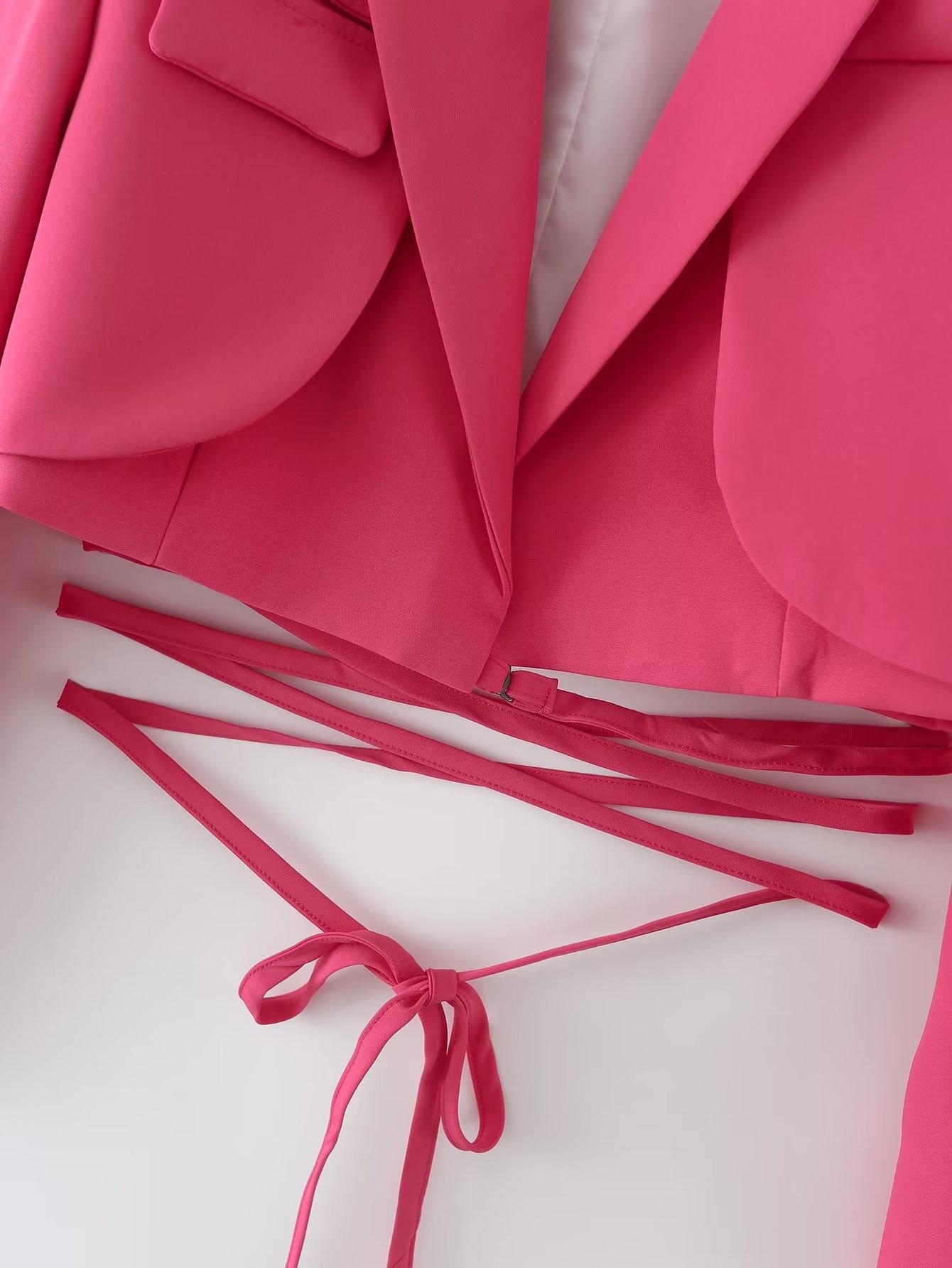 Damen Blazer Im Koreanischen Stil Mit Taillenbindung Einfarbig_voghion.com