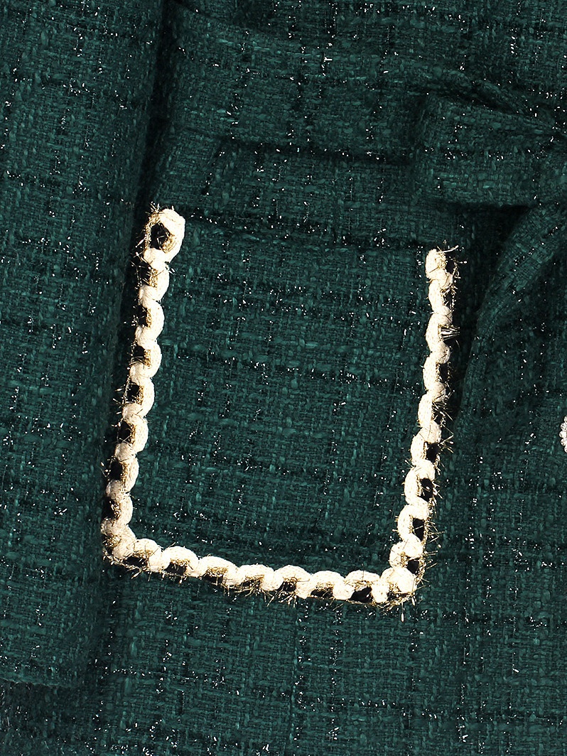 Midilanger Tweedmantel Mit Kontrastfarben Und Tailliertem Schnitt_voghion.com