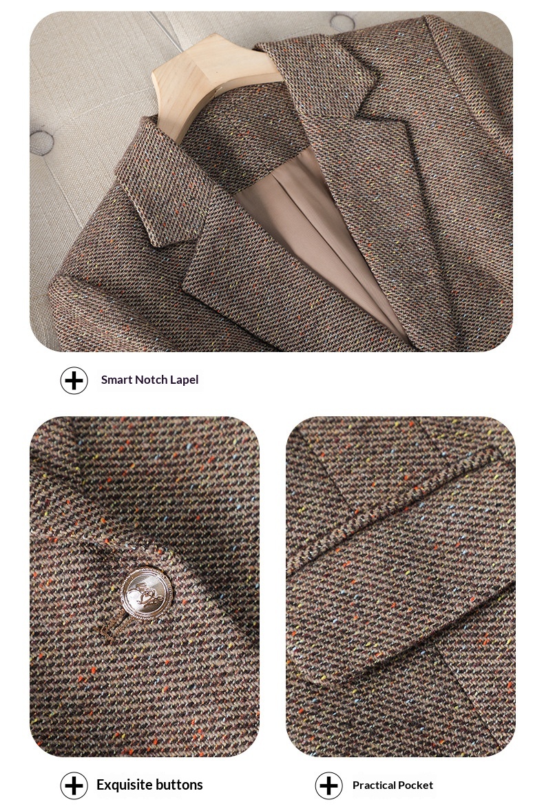 Blazer marrone in lana da donna stile chic autunno inverno_voghion.com