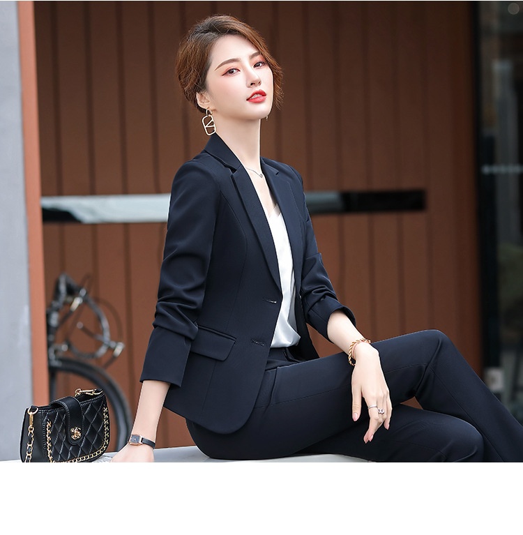 New Spring Collection Long-sleeve Set For Women, Formal Interview Attire, Slim-fit Black Blazer, Women's Suit_voghion.com