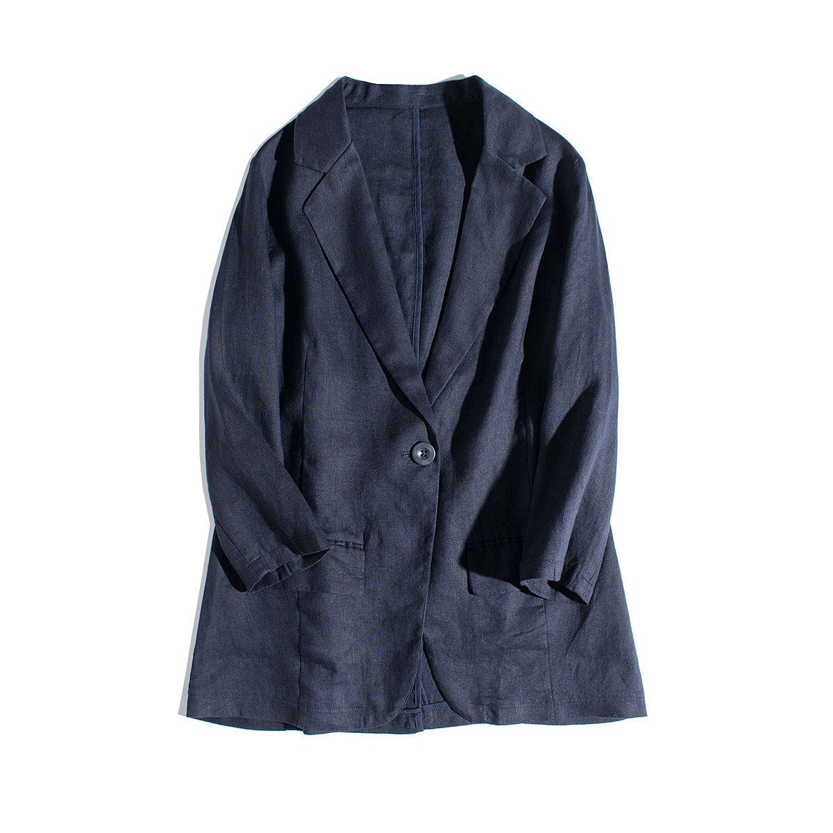 Blazer décontracté en pur lin pour femme coupe ample_voghion.com