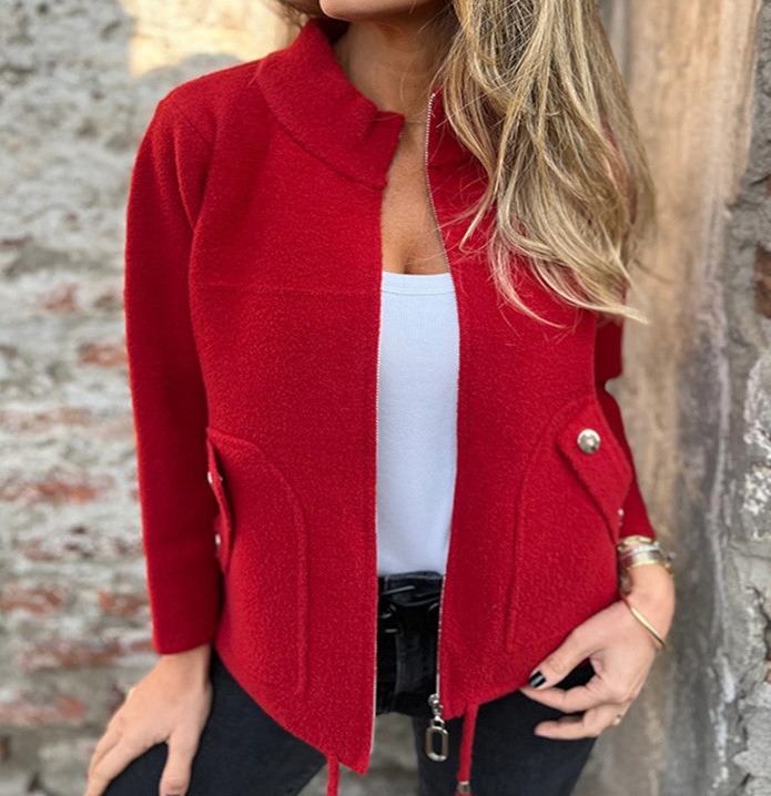 Damen Wollblazer Mit Reverskragen Und Bindegürtel Für Den Winter_voghion.com