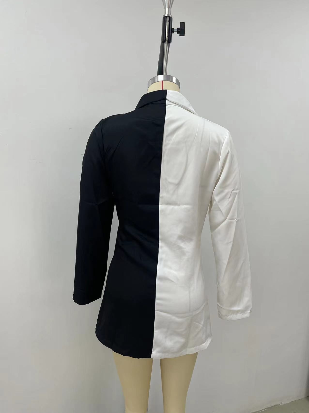 Blazer da donna con scollo a v e design patchwork professionale_voghion.com