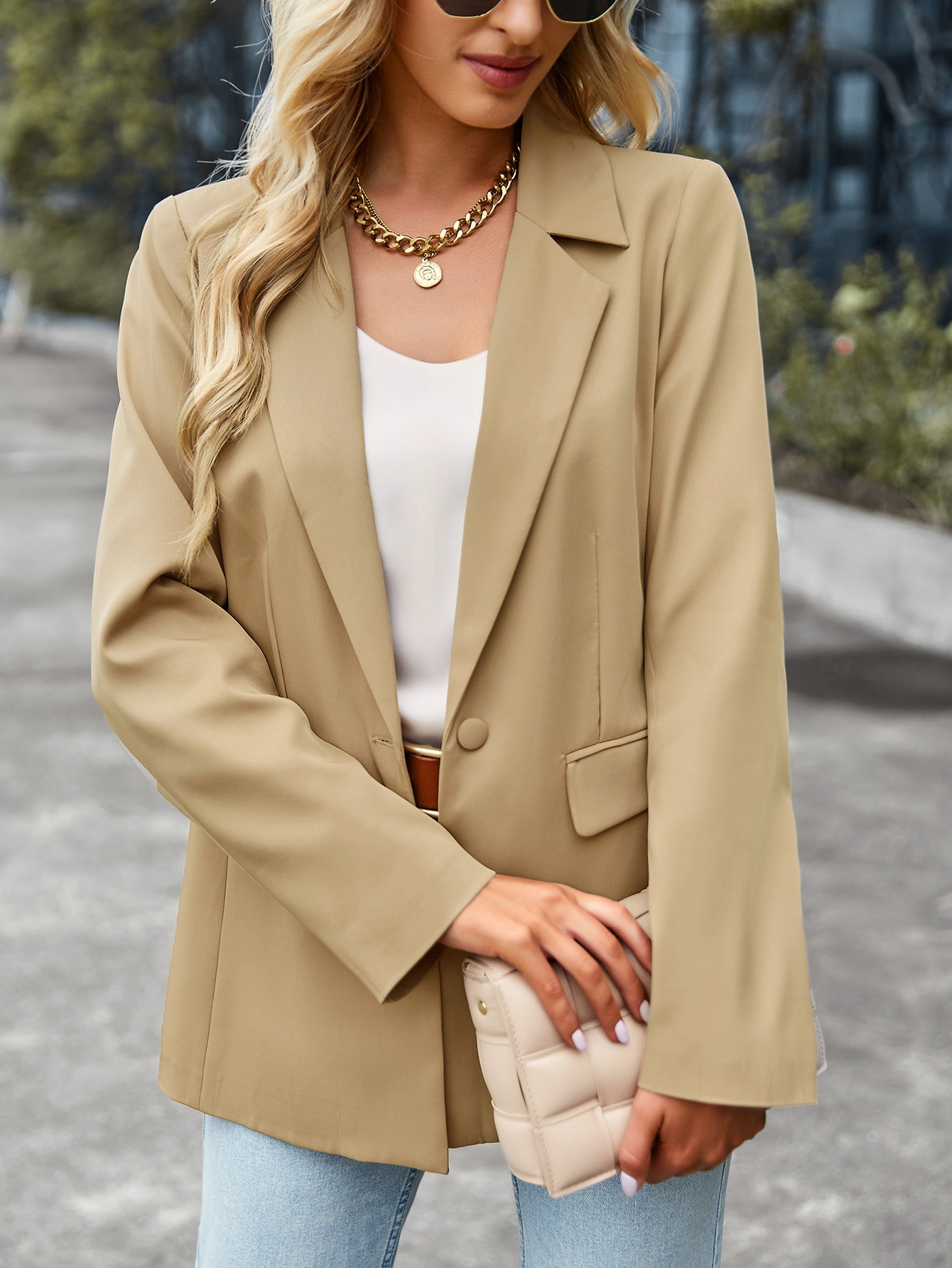Blazer casual a maniche corte 2025, giacca versatile per l'inverno, ideale per abiti formali professionali da donna con design patchwork._voghion.com
