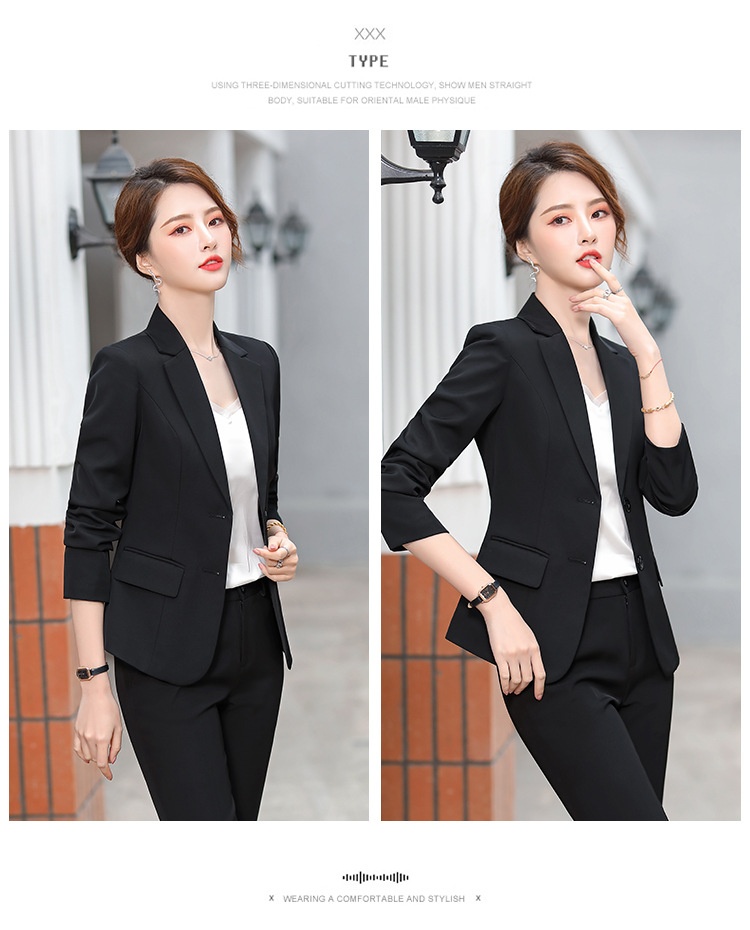 New Spring Collection Long-sleeve Set For Women, Formal Interview Attire, Slim-fit Black Blazer, Women's Suit_voghion.com
