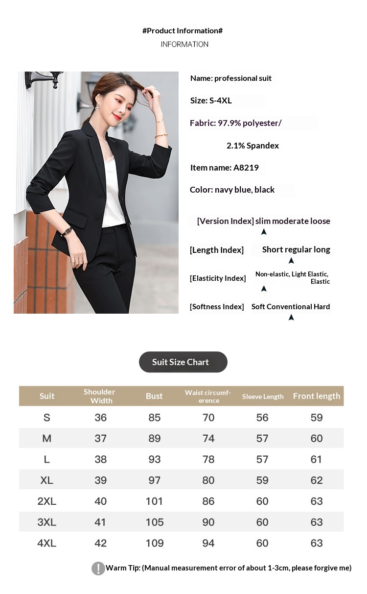 New Spring Collection Long-sleeve Set For Women, Formal Interview Attire, Slim-fit Black Blazer, Women's Suit_voghion.com