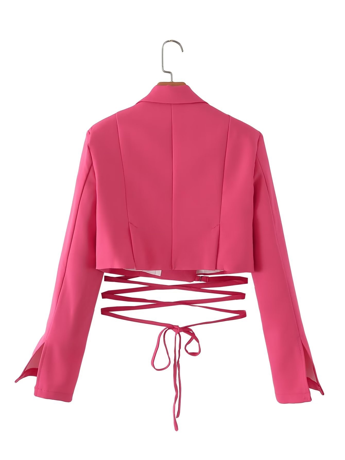 Damen Blazer Im Koreanischen Stil Mit Taillenbindung Einfarbig_voghion.com