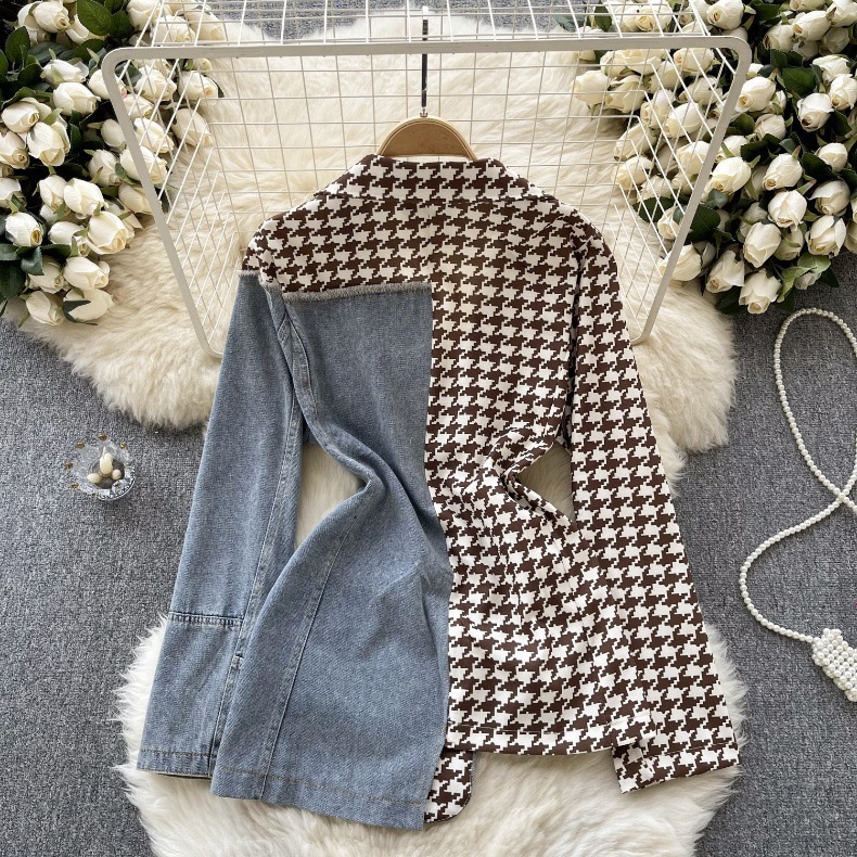 Light European And American High-End Blazer For Women Irregular Patchwork Denim Design Street Style Elegant Top_voghion.com