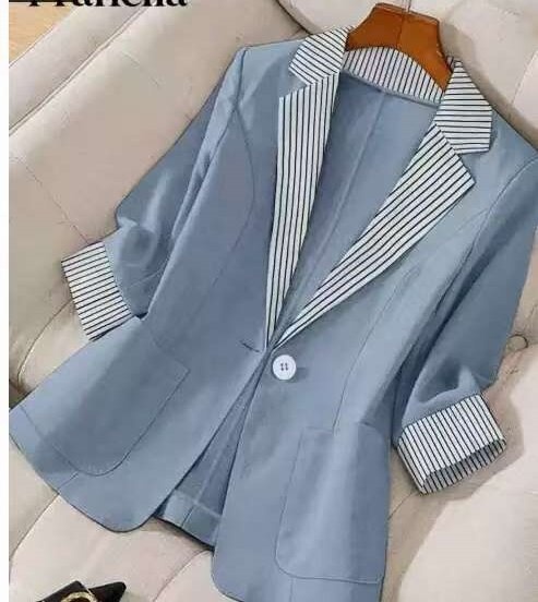 Blazer da donna in stile britannico, modello ampio e snellente, con revers a blocchi di colore, nuovo, stile transfrontaliero europeo e americano, 2025._voghion.com