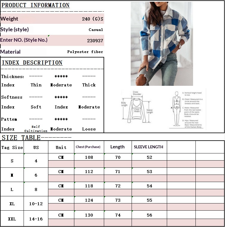 Stylish Women's Plaid Shirt Jacket Brushed Woolen Coat For Autumn_voghion.com