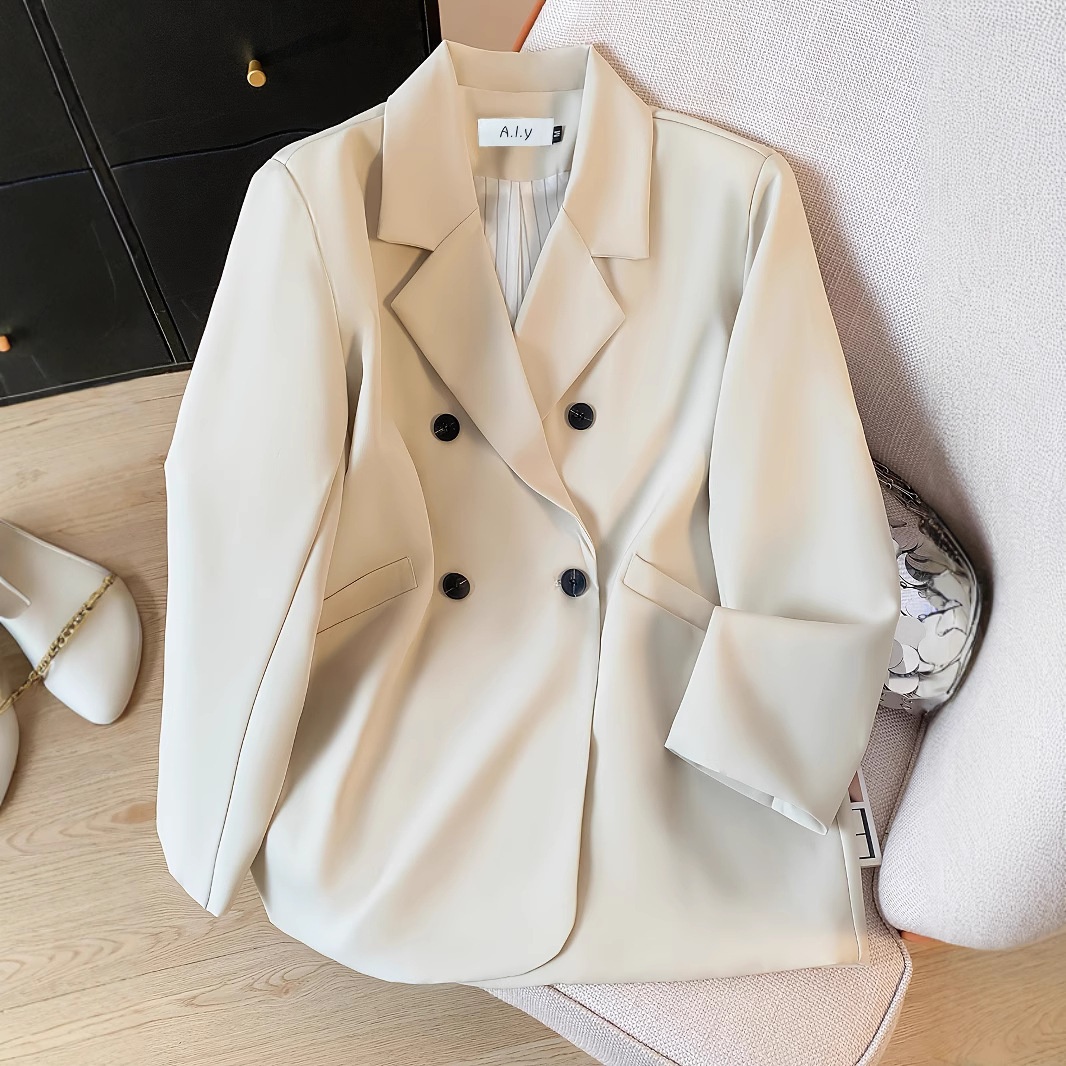 Blazer casual da donna Primavera/Autunno 2025, nuovo stile street, semplice, ampio, colore caffè, taglia piccola_voghion.com
