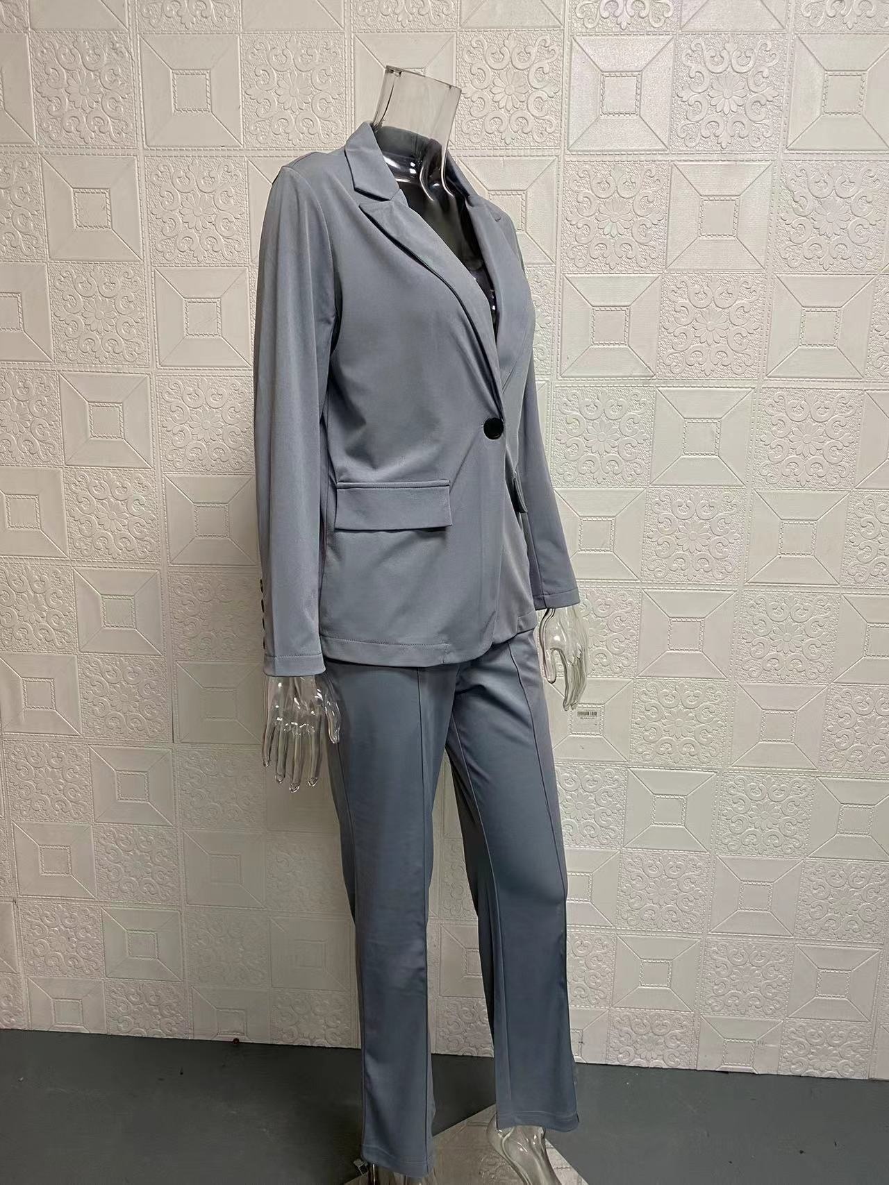 Elegant Blazer For Women Slim Fit Solid Colour Spring Autumn_voghion.com