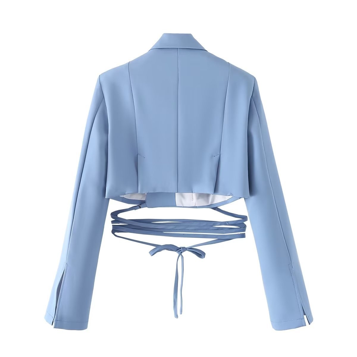 Damen Blazer Im Koreanischen Stil Mit Taillenbindung Einfarbig_voghion.com