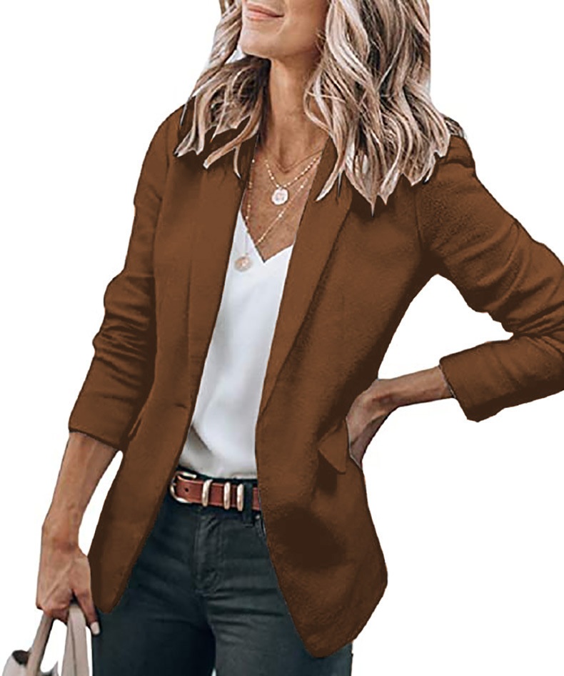 2025 Autumn New Elegant Jacket Wish Women's Long Sleeve Solid Color Suit Collar Single-Breasted Blazer_voghion.com