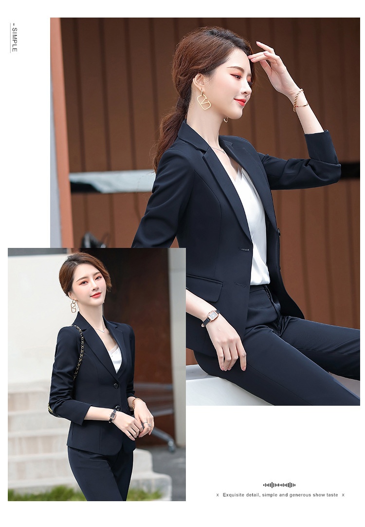 New Spring Collection Long-sleeve Set For Women, Formal Interview Attire, Slim-fit Black Blazer, Women's Suit_voghion.com